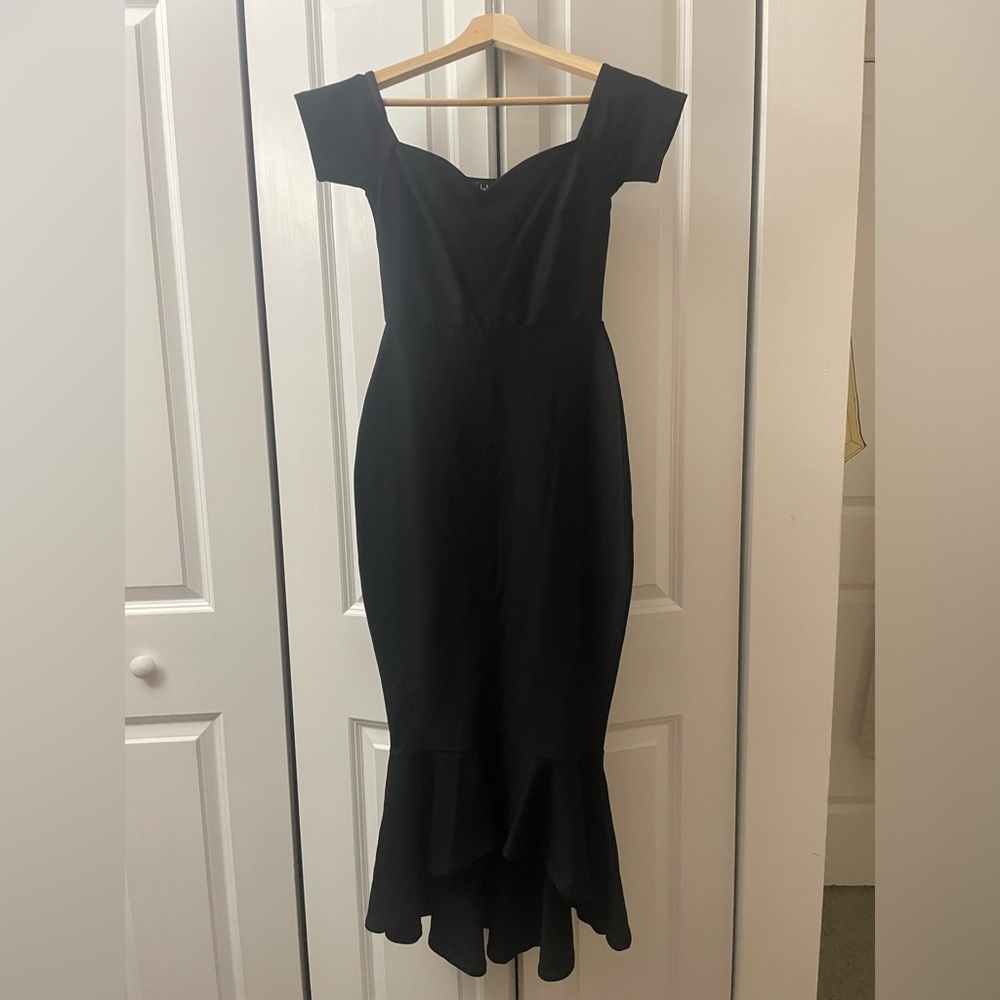 Lulus Black Off-the-Shoulder Midi Dress
